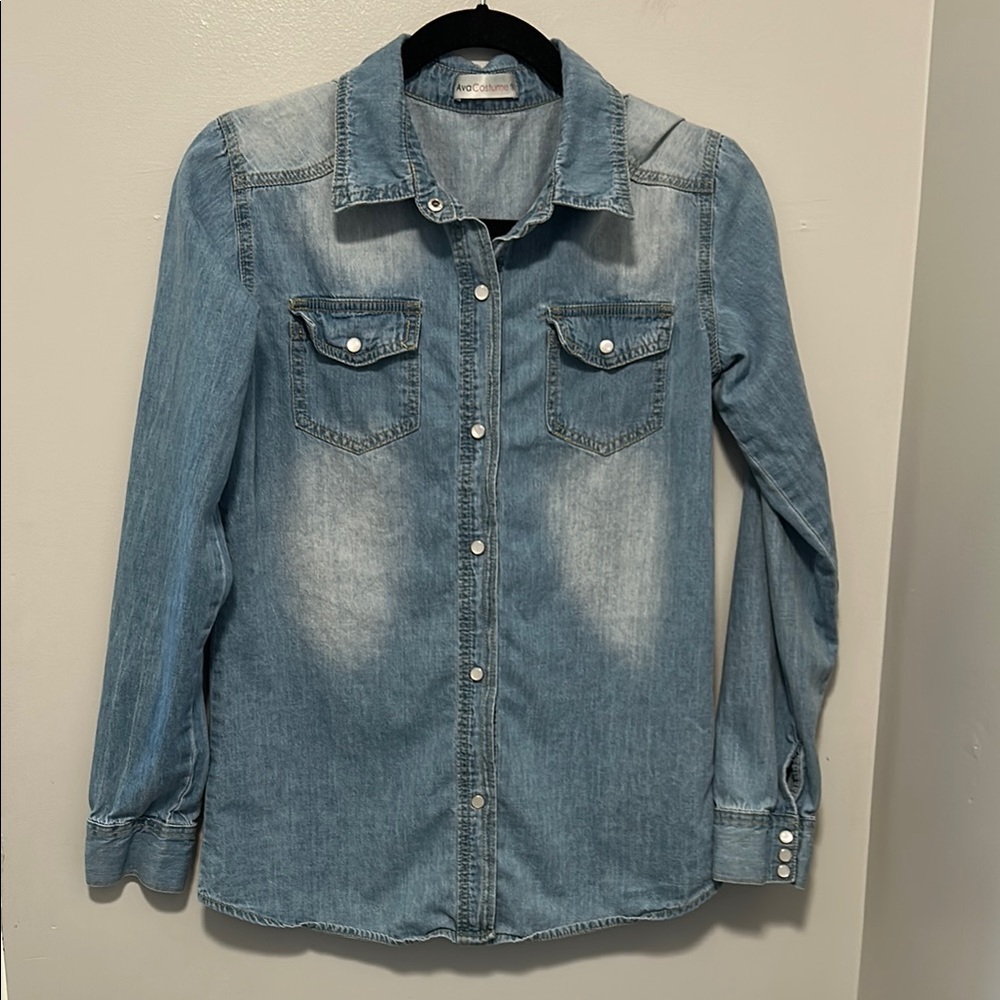 Ava Costume Denim Button-Up Shirt Size Small
